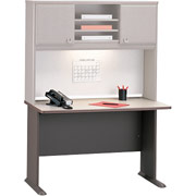 Bush Cubix Fully Assembled 48" Desk, Dove Gray/Medium Taupe