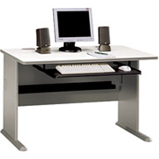Bush Cubix Fully Assembled 48" Desk, White Spectrum/Pewter