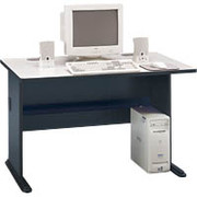 Bush Cubix Fully Assembled 48" Desk, White Spectrum/Slate Gray