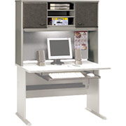 Bush Cubix Fully Assembled 48" Hutch, White Spectrum/Pewter