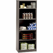 Bush Cubix Fully Assembled 5-Shelf Bookcase, Dove Gray/Medium Taupe