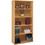 Bush Cubix Fully Assembled 5-Shelf Bookcase, Light Oak/Sage