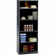 Bush Cubix Fully Assembled 5-Shelf Bookcase, White Spectrum/Slate Gray