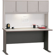 Bush Cubix Fully Assembled 60" Desk, Dove Gray/Medium Taupe