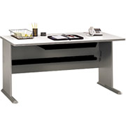 Bush Cubix Fully Assembled 60" Desk, White Spectrum/Pewter