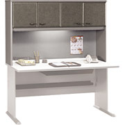 Bush Cubix Fully Assembled 60" Hutch,  White Spectrum/Pewter