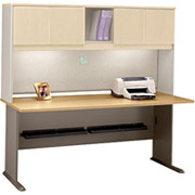 Bush Cubix Fully Assembled 72" Desk, Light Oak/Sage