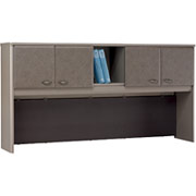 Bush Cubix Fully Assembled 72" Hutch, White Spectrum/Pewter