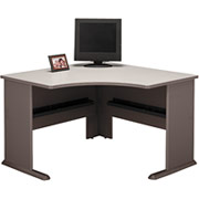 Bush Cubix Fully Assembled Corner Desk, Dove Gray/Medium Taupe