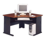 Bush Cubix Fully Assembled Corner Desk, Hansen Cherry/Galaxy