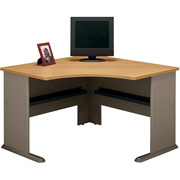 Bush Cubix Fully Assembled Corner Desk, Light Oak/Sage
