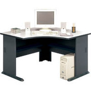 Bush Cubix Fully Assembled Corner Desk, White Spectrum/Slate Gray
