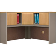 Bush Cubix Fully Assembled Corner Hutch,  Light Oak/Sage