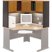 Bush Cubix Fully Assembled Corner Hutch, Natural Cherry/Slate Gray
