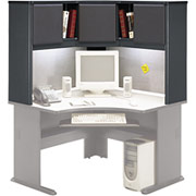 Bush Cubix Fully Assembled Corner Hutch,  White Spectrum/Slate Gray