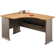 Bush Cubix Fully Assembled Left L-Bow Front Desk, Light Oak/Sage