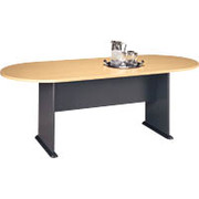 Bush Cubix Fully Assembled Oval Conference Table, Beech/Slate Gray