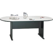 Bush Cubix Fully Assembled Oval Conference Table, White Spectrum/Slate Gray