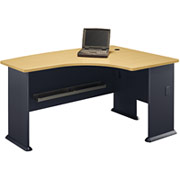 Bush Cubix Fully Assembled Right L-Bow Front Desk, Beech/Slate Gray