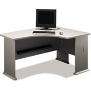 Bush Cubix Fully Assembled Right L-Bow Front Desk, Dove Gray/MediumTaupe