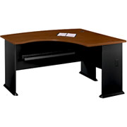 Bush Cubix Fully Assembled Right L-Bow Front Desk, Hansen Cherry/Galaxy