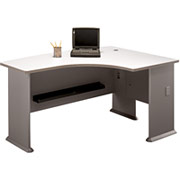 Bush Cubix Fully Assembled Right L-Bow Front Desk, White Spectrum/Pewter