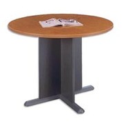 Bush Cubix Fully Assembled Round Conference Table, Natural Cherry/Slate Gray