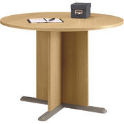Bush Cubix Fully Assembled Round Conference Table, Oak/Sage