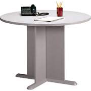 Bush Cubix Fully Assembled Round Conference Table, White Spectrum/Pewter