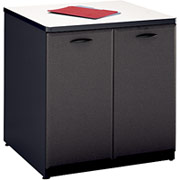 Bush Cubix Fully Assembled Storage Cabinet, White Spectrum/Slate Gray