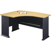 Bush Cubix Left L-Bow Front Desk,  Beech/Slate Gray