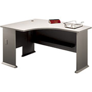 Bush Cubix Left-L Bow Front Desk, Dove Gray/Medium Taupe