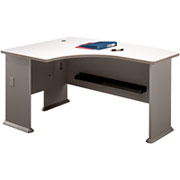 Bush Cubix Left L-Bow Front Desk, White Spectrum/Pewter