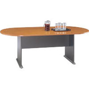 Bush Cubix Oval Conference Table, Natural Cherry/Slate Gray
