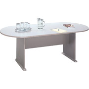 Bush Cubix Oval Conference Table,  White Spectrum/Pewter