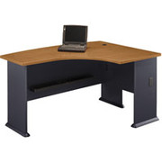 Bush Cubix Right L-Bow Front Desk, Natural Cherry/Slate Gray