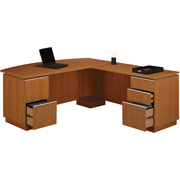 Bush Milano 72" Right L Desk, Golden Anigre