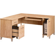 Bush Somerset  60" Compact L-Desk, Maple Cross Finish