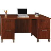 Bush Somerset 60" Double-Pedestal Desk, Hansen Cherry Finish