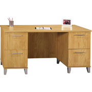 Bush Somerset 60" Double Pedestal Desk, Maple Cross Finish