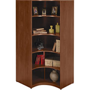 Bush Universal Wall Corner Bookcase, Hansen Cherry, Fully Assembled