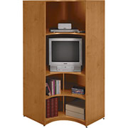 Bush Universal Wall Corner Bookcase, Natural Cherry, Fully Assembled