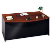 Bush Westfield Fully Assembled Bow Front Desk, Hansen Cherry/Graphite Gray