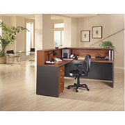 Bush Westfield Fully Assembled Reception L-Hutch, Auburn Maple/Graphite Gray