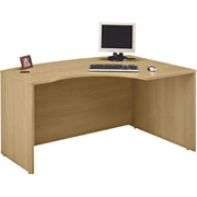 Bush Westfield Fully Assembled Right L-Bow Front Desk, Light Oak