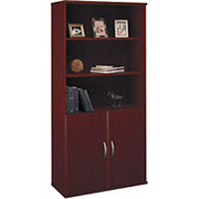 Bush Westfield Fully Assembled Standard Bookcase, Mahogany