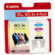 Canon BCI-3e Black/Color Ink Tanks, 4/Pack