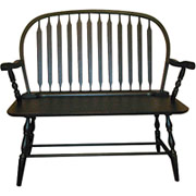 Carolina Cottage Colonial Windsor Bench, Antique Black