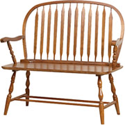 Carolina Cottage Colonial Windsor Bench, Antique Cherry