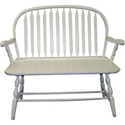 Carolina Cottage Colonial Windsor Bench, Antique Ivory